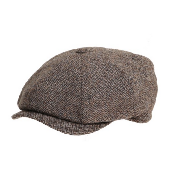 Denton Harris Tweed Herringbone Gatsby Baker Boy Cap