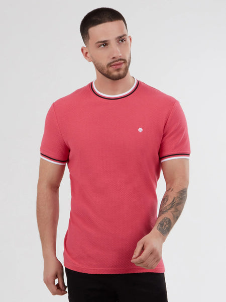 MIshMash REGULAR FIT TEXTURED COTTON JERSEY STOCKHOLM PALE RED T-SHIRT