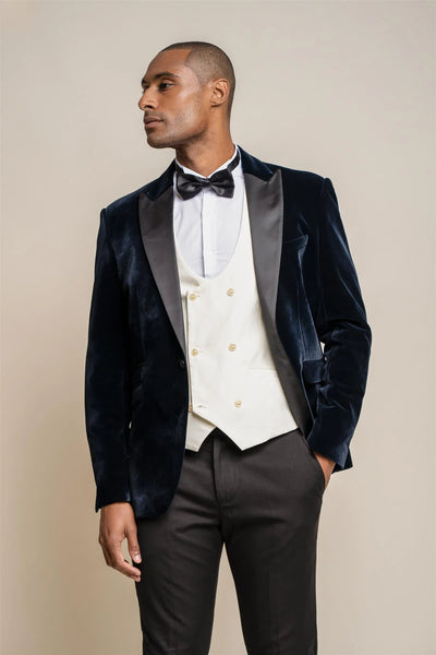 House of Cavani Rosa Navy Velvet Blazer gaff bath