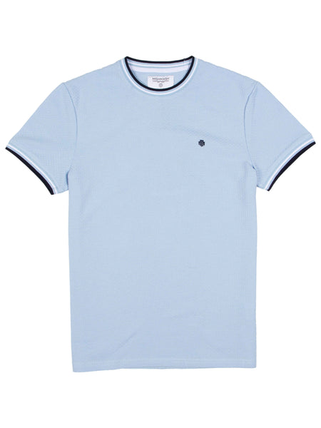 MishMash REGULAR FIT TEXTURED COTTON JERSEY STOCKHOLM SKY BLUE T-SHIRT