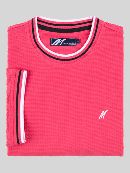 MIshMash REGULAR FIT TEXTURED COTTON JERSEY STOCKHOLM PALE RED T-SHIRT