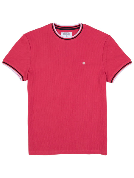 MIshMash REGULAR FIT TEXTURED COTTON JERSEY STOCKHOLM PALE RED T-SHIRT