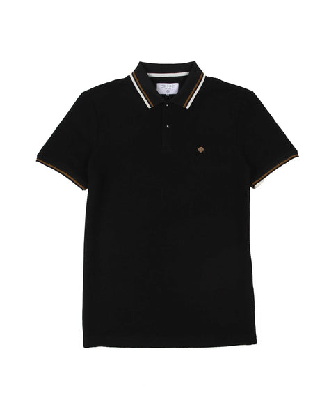 MishMash REGULAR FIT TEXTURED COTTON JERSEY STOCKHOLM BLACK POLO