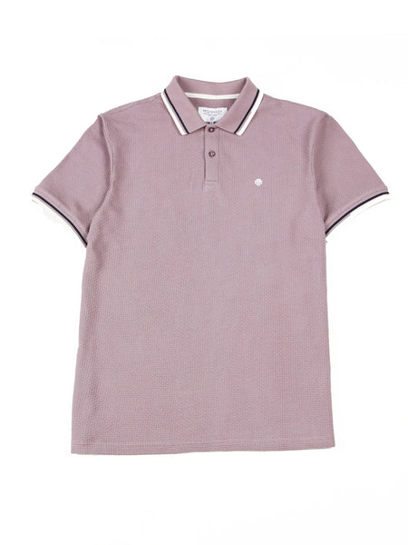 MishMash REGULAR FIT TEXTURED COTTON JERSEY STOCKHOLM DUSKY PINK POLO