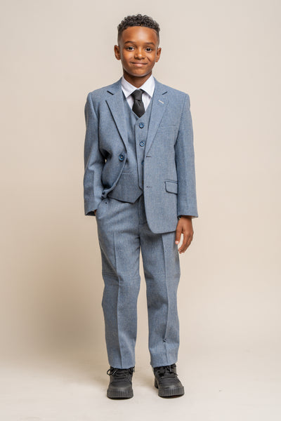 Cavani Wells Blue Boys Three Piece Suit