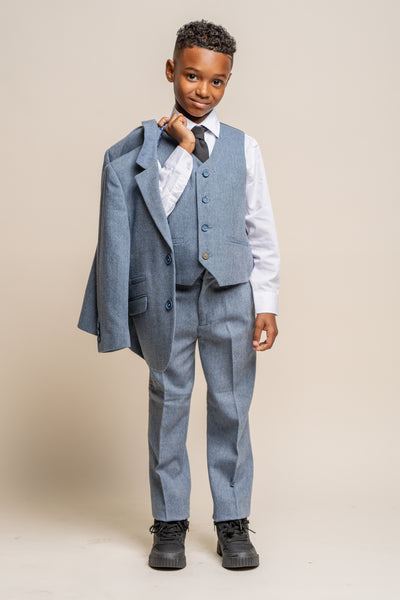 Cavani Wells Blue Boys Three Piece Suit