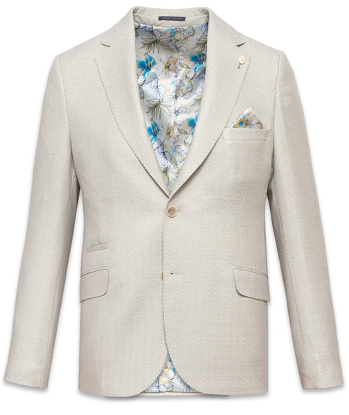 Guide London Printed Twill Blazer in Soft Green