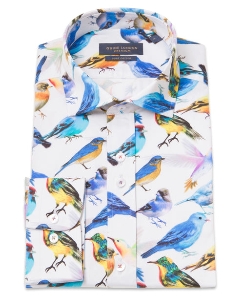 Guide London Bright Bird Print Long Sleeve Shirt