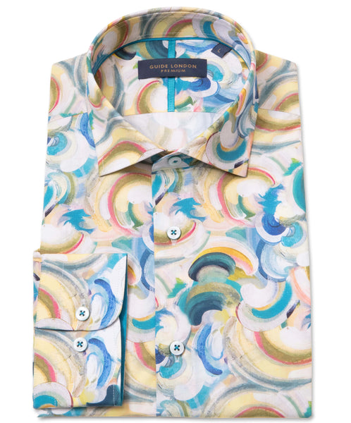 Guide London Swirl Print Long Sleeve Shirt Multi Colour