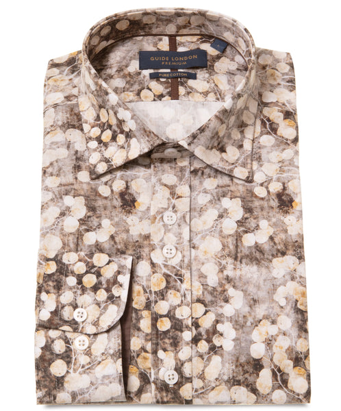 Guide London Negative Effect Floral Print Long Sleeve Shirt