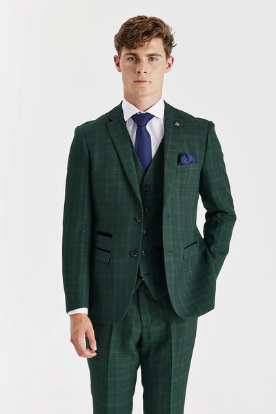 Paul Andrews Leo Green Check Three Piece Suit