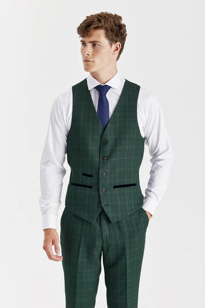 Paul Andrews Leo Green Check Three Piece Suit