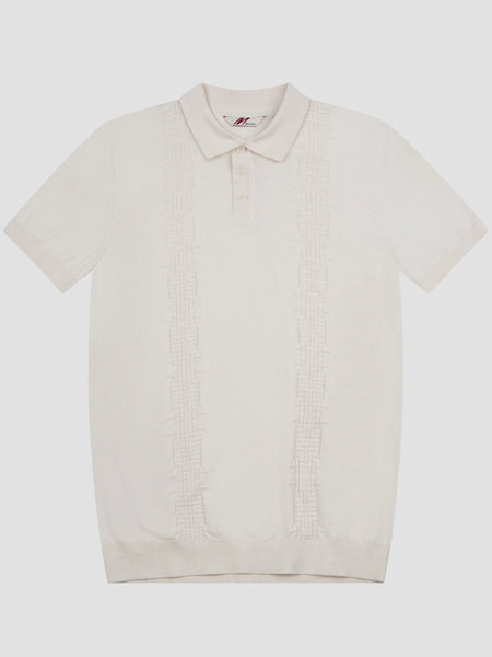 MishMash Boat Gardenia Jacquard Pattern Knit Polo Cream