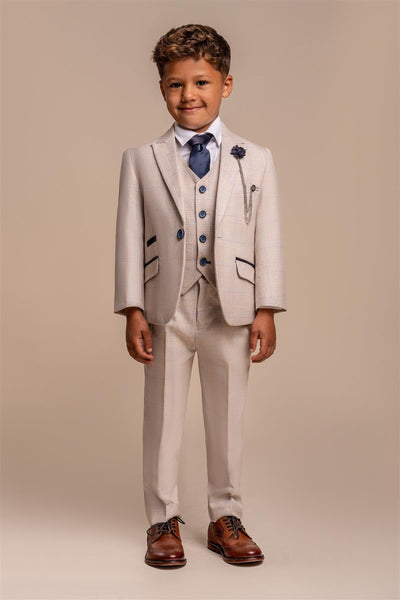 Cavani Caridi Beige Boys Three Piece Suit