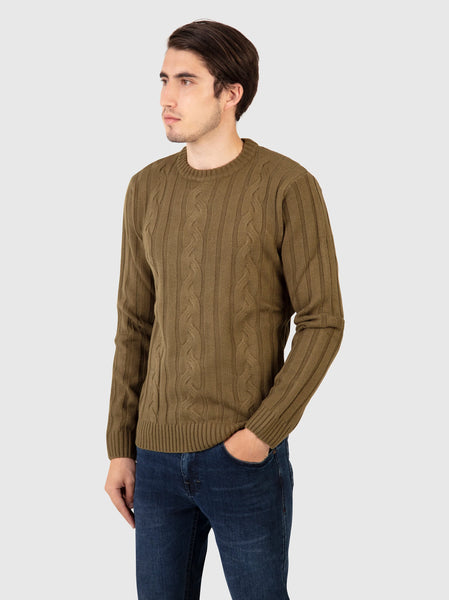 MishMash REGULAR FIT DABLE MURKY GREEN KNITTED SWEATER