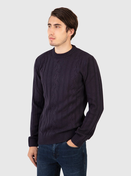 MishMash REGULAR FIT DABLE NAVY KNITTED SWEATER