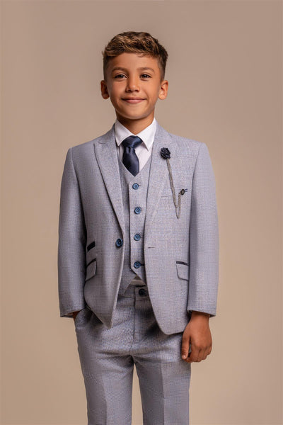 Cavani Boys Caridi Sky Three Piece Suit