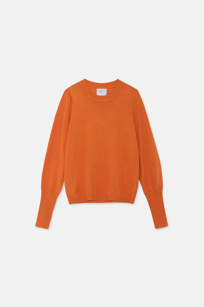 Compania Fantadstica Orange Knit Sweater with Puffed Sleeves