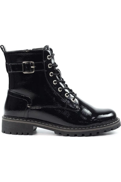 Lunar Parlour Black Patent Ankle Boot Black