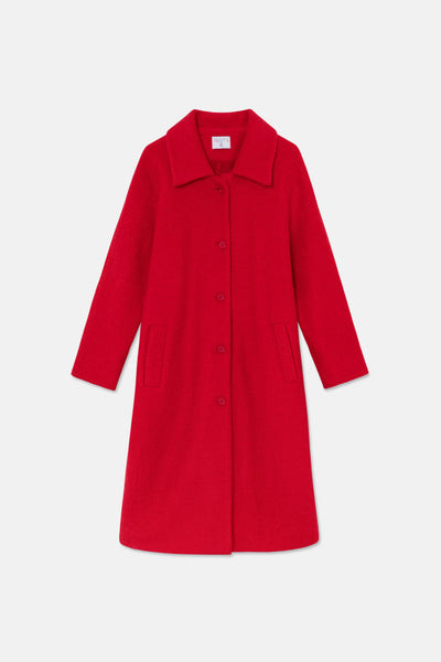 Compania Fantastica Red Midi Coat with Lapel Collar