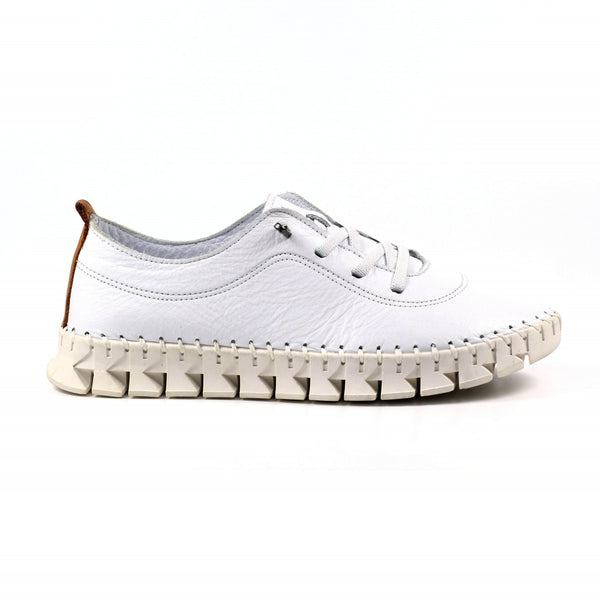 Lunar St Austell White Leather Plimsoll