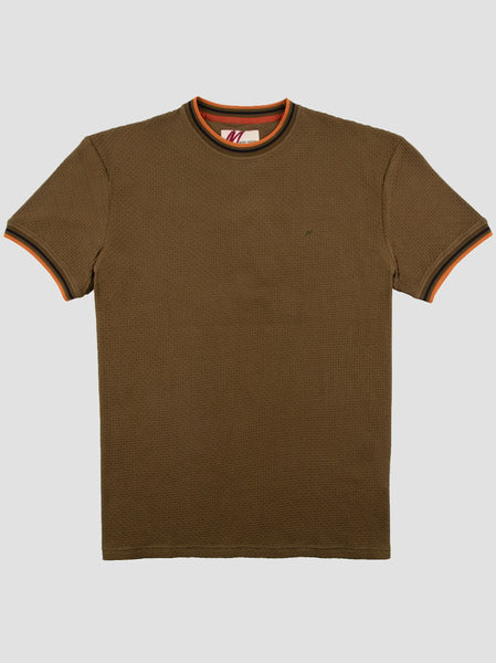 MishMash REGULAR FIT TEXTURED COTTON JERSEY STOCKHOLM KHAKI T-SHIRT