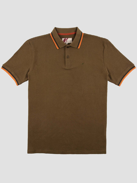 MishMash REGULAR FIT TEXTURED COTTON JERSEY STOCKHOLM KHAKI POLO