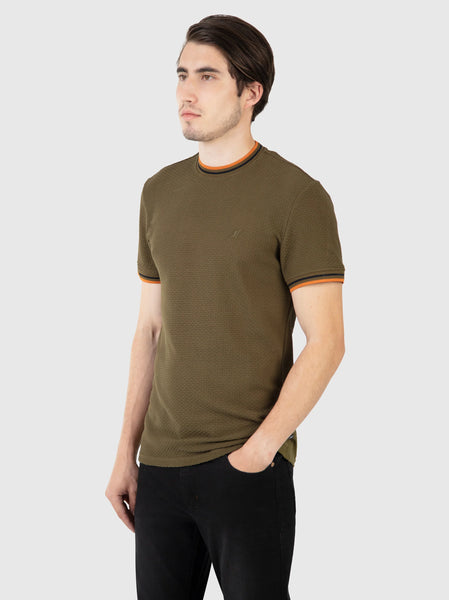 MishMash REGULAR FIT TEXTURED COTTON JERSEY STOCKHOLM KHAKI T-SHIRT