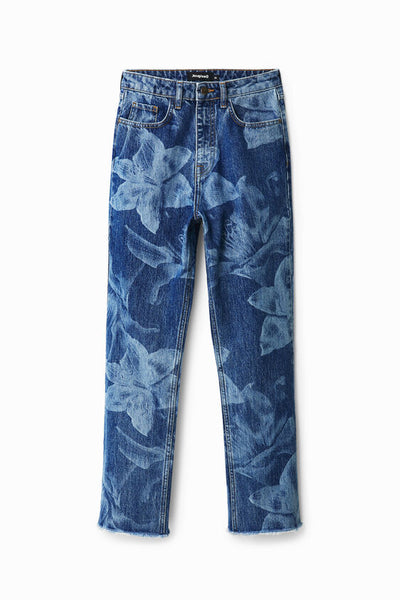 Desigual Straight Cropped Patterned Jeans