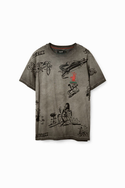 Desigual Washed-fabric illustration T-shirt