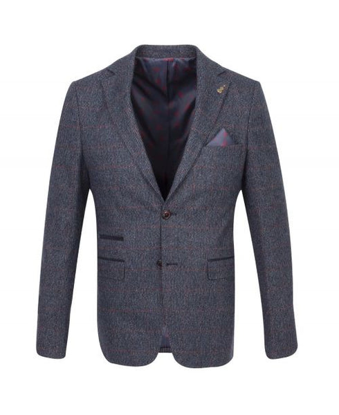 Fratelli Uniti Navy Blazer with Burgandy Check