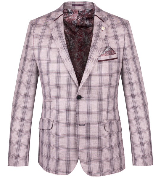 Guide London Heather Linen Blend Check Blazer