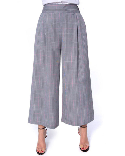 Silvian Head High Waisted Culotte with Check Pattern