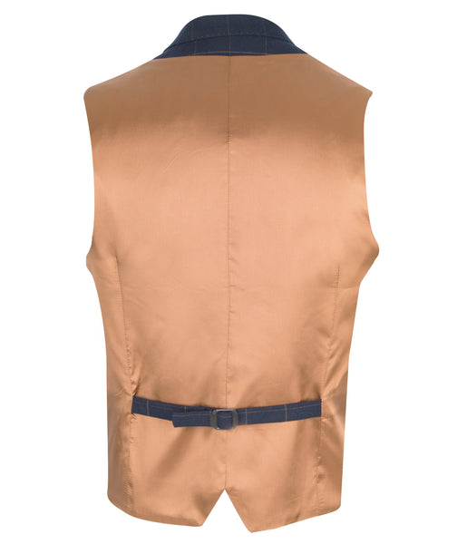 Guide London Navy Waistcoat with Tan Check