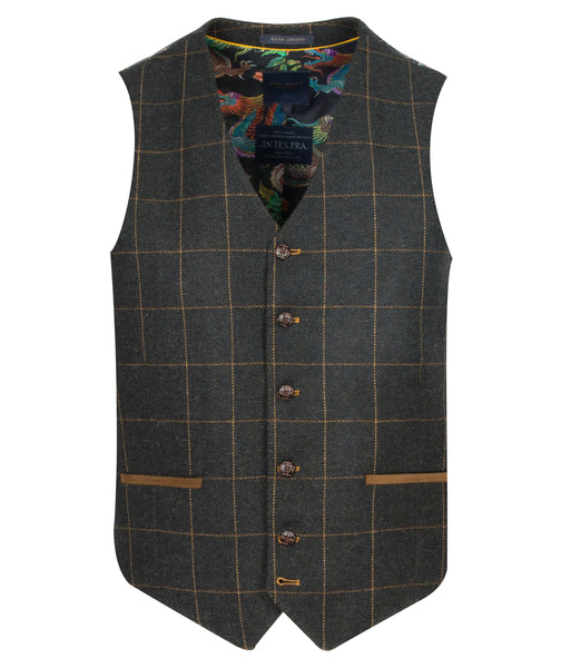 Guide London Green Check Waistcoat