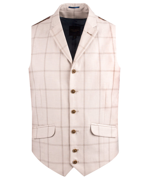 Guide London Tan Waistcoat with Brown Check