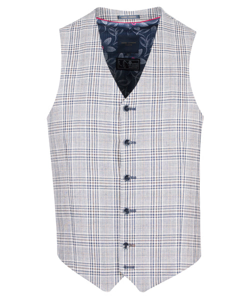 Guide London Grey Waistcoat with Navy Check
