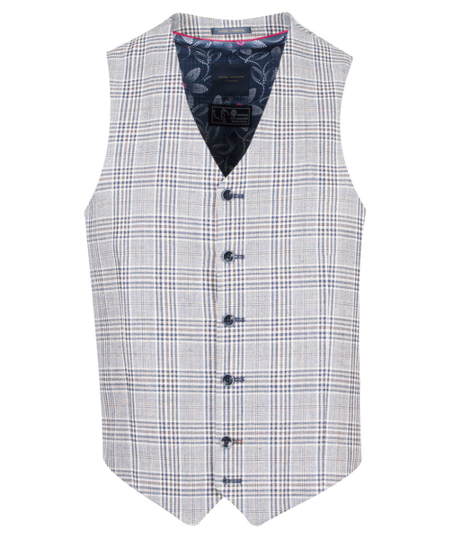 Guide London Grey Waistcoat with Navy Check