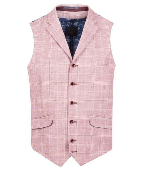 Guide London Pink Waistcoat with Light Check