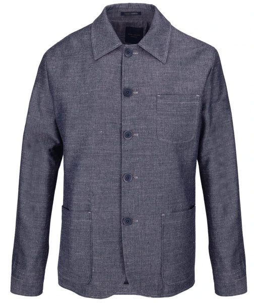 Guide London Navy Cotton/Linen Blend Chore Jacket
