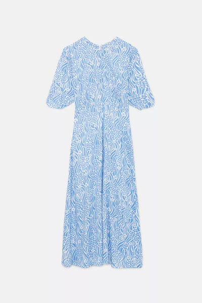 Compania Fantastica Floral Print Midi Loose-Fit Dress with Mandarin Collar