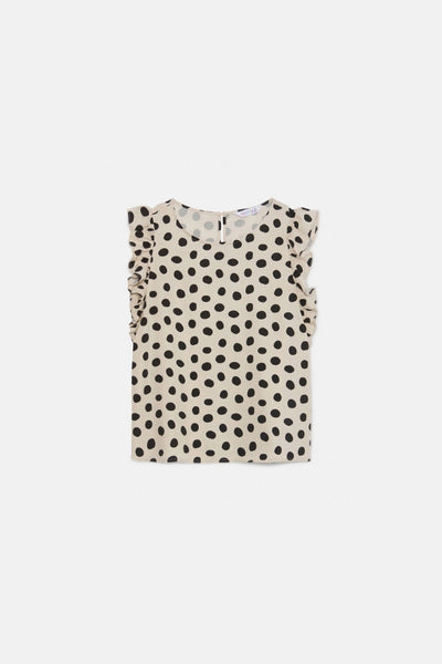 Compania Fantastica Polka Dot Print Top with Ruffles