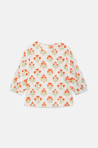 Compania Fantastica Floral Print Top with Puff Sleeves