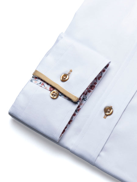 Giyahi Long Sleeve Contrast Collar Shirt – Green Trim