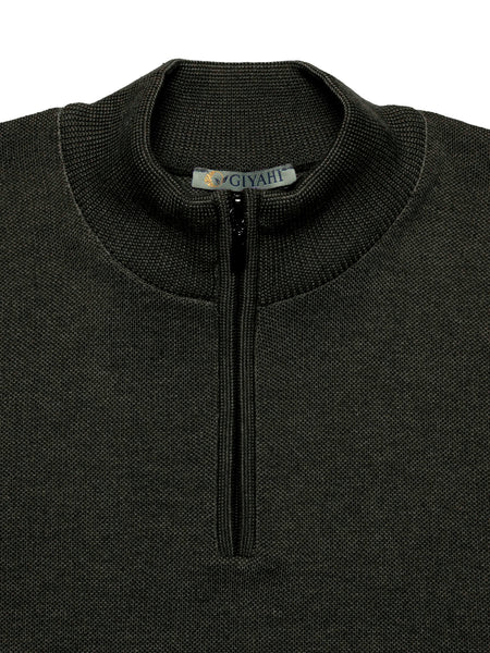 Giyahi Knitwear — Quarter-Zip Edition in Khaki Green
