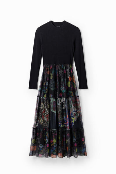 Desigual Combination Floral Midi Dress