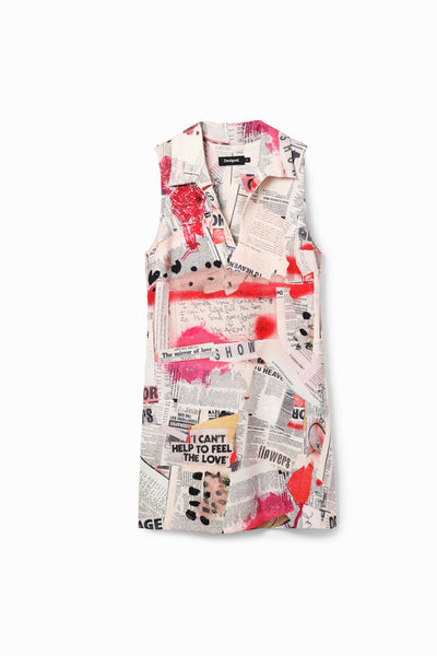 Desigual Newspaper Polo Mini Dress