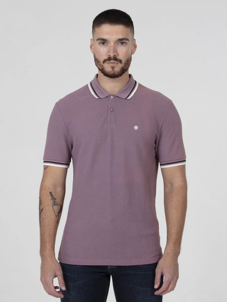 MishMash REGULAR FIT TEXTURED COTTON JERSEY STOCKHOLM DUSKY PINK POLO