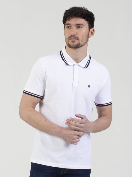 MishMash REGULAR FIT TEXTURED COTTON JERSEY STOCKHOLM WHITE POLO