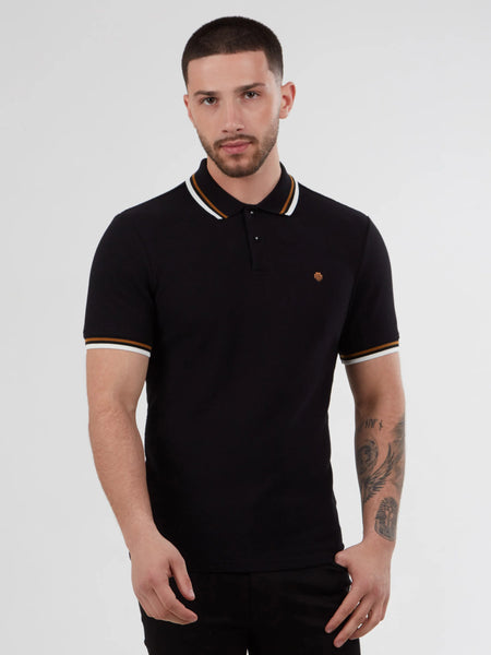 MishMash REGULAR FIT TEXTURED COTTON JERSEY STOCKHOLM BLACK POLO